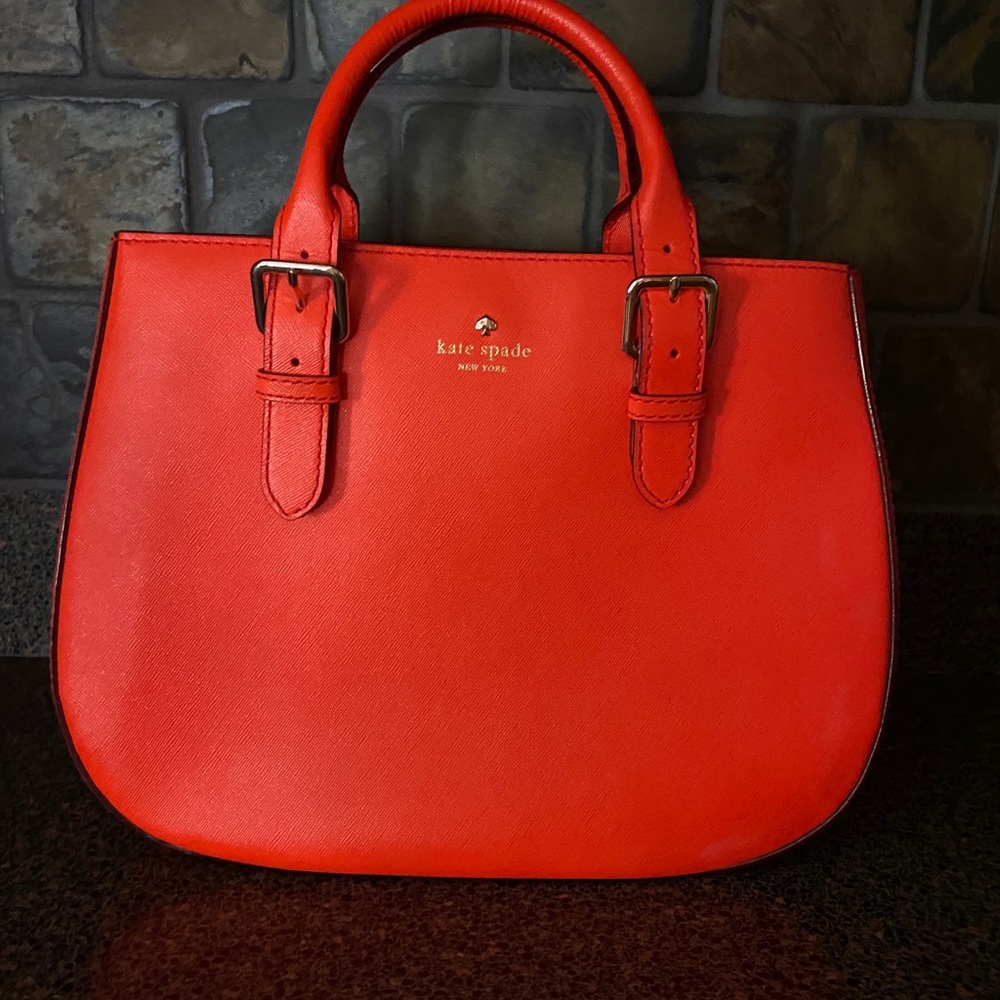 🎉SOLD🎉Kate Spade Orange Saffiano Satchel Handbag - Picture 2 of 13
